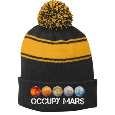 Occupy Mars Terraform Stripe Pom Pom Beanie