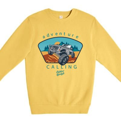 Offroad Mud Truck Adventure Calling Outdoor Lifestyle Gift Premium Crewneck Sweatshirt