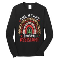 One Merry Teaching Assistant Rainbow Christmas Teacher Aide Long Sleeve Shirt