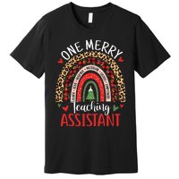 One Merry Teaching Assistant Rainbow Christmas Teacher Aide Premium T-Shirt