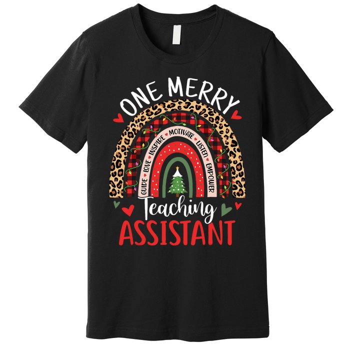 One Merry Teaching Assistant Rainbow Christmas Teacher Aide Premium T-Shirt