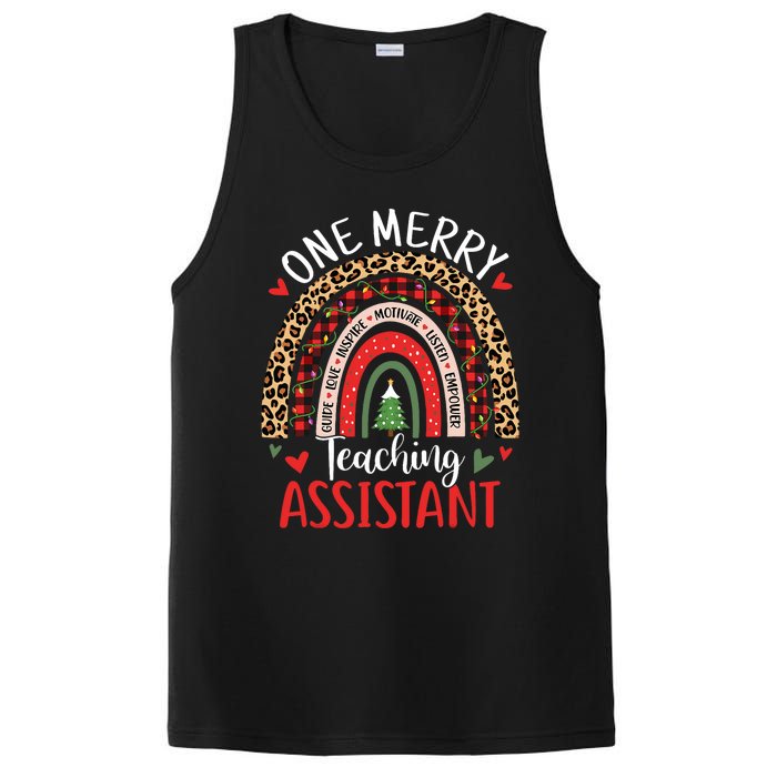 One Merry Teaching Assistant Rainbow Christmas Teacher Aide PosiCharge Competitor Tank