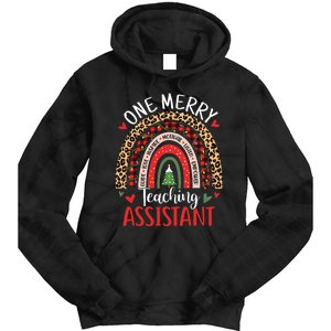 One Merry Teaching Assistant Rainbow Christmas Teacher Aide Tie Dye Hoodie