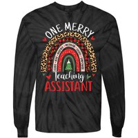 One Merry Teaching Assistant Rainbow Christmas Teacher Aide Tie-Dye Long Sleeve Shirt