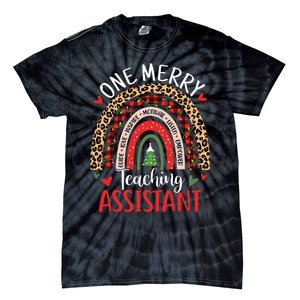 One Merry Teaching Assistant Rainbow Christmas Teacher Aide Tie-Dye T-Shirt