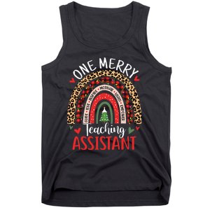 One Merry Teaching Assistant Rainbow Christmas Teacher Aide Tank Top