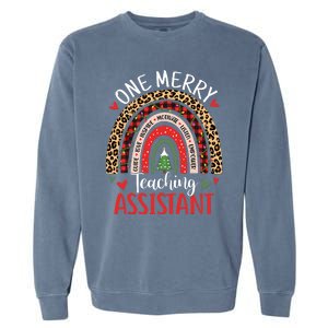 One Merry Teaching Assistant Rainbow Christmas Teacher Aide Garment-Dyed Sweatshirt