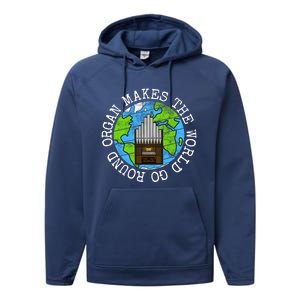 Organ Makes The World Go Round Organist Musician Funny Gift Performance Fleece Hoodie