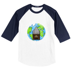 Organ Makes The World Go Round Organist Musician Funny Gift Baseball Sleeve Shirt