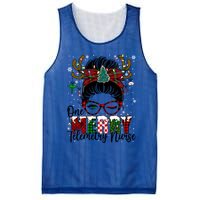 One Merry Telemetry Nurse Messy Bun Xmas Love Nurse Life Gift Mesh Reversible Basketball Jersey Tank