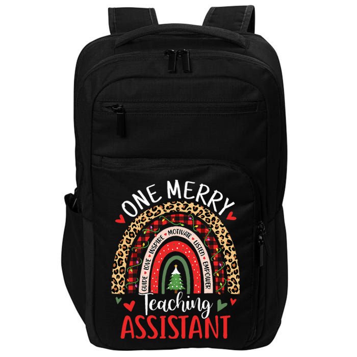 One Merry Teaching Assistant Rainbow Christmas Teacher Aide Impact Tech Backpack