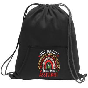 One Merry Teaching Assistant Rainbow Christmas Teacher Aide Sweatshirt Cinch Pack Bag