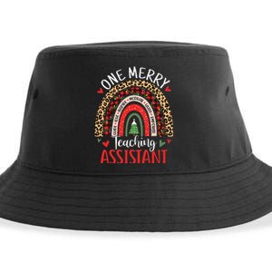 One Merry Teaching Assistant Rainbow Christmas Teacher Aide Sustainable Bucket Hat