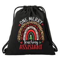 One Merry Teaching Assistant Rainbow Christmas Teacher Aide Drawstring Bag