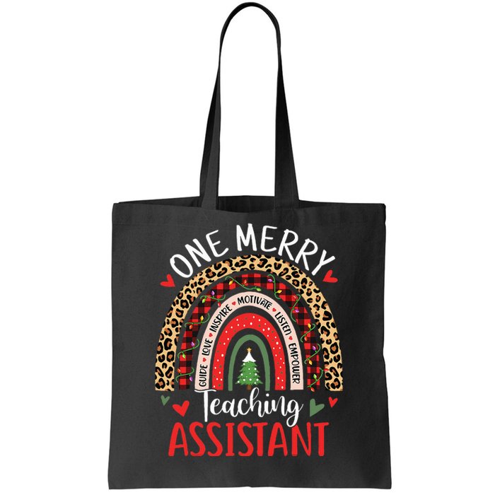 One Merry Teaching Assistant Rainbow Christmas Teacher Aide Tote Bag