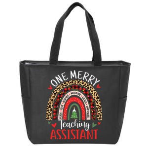 One Merry Teaching Assistant Rainbow Christmas Teacher Aide Zip Tote Bag