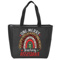 One Merry Teaching Assistant Rainbow Christmas Teacher Aide Zip Tote Bag