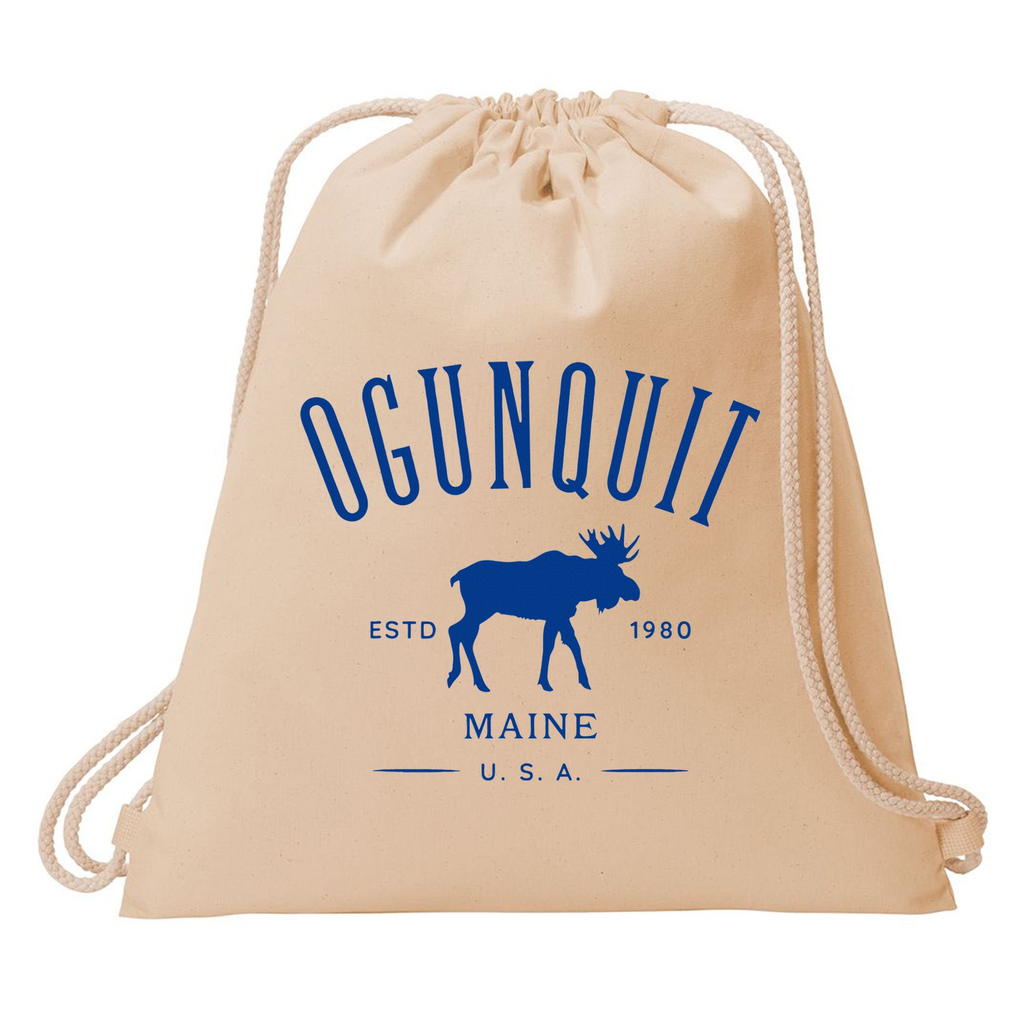 Ogunquit Maine Usa With Moose Design Souvenir Drawstring Bag