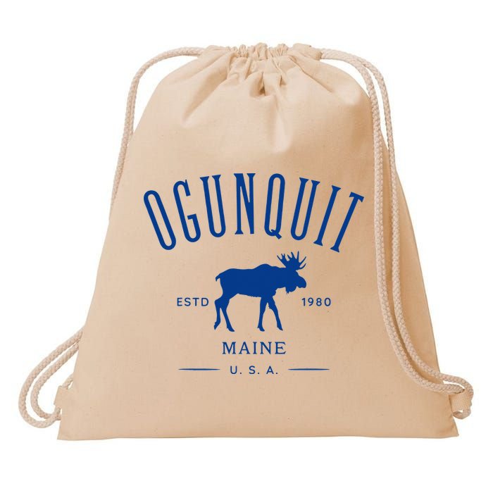 Ogunquit Maine Usa With Moose Design Souvenir Drawstring Bag