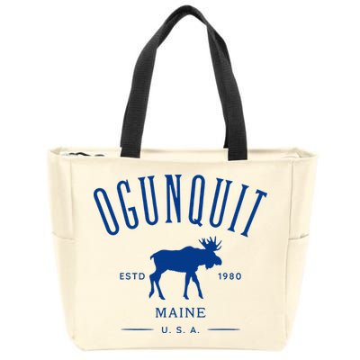 Ogunquit Maine Usa With Moose Design Souvenir Zip Tote Bag