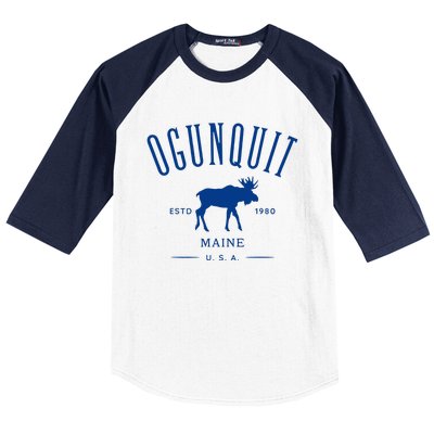 Ogunquit Maine Usa With Moose Design Souvenir Baseball Sleeve Shirt