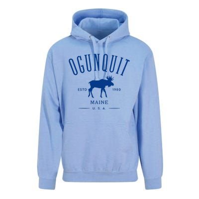 Ogunquit Maine Usa With Moose Design Souvenir Unisex Surf Hoodie