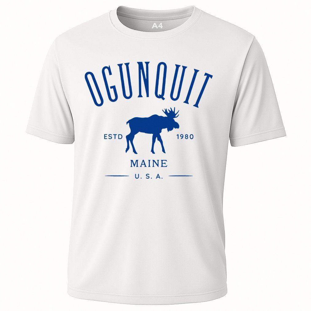 Ogunquit Maine Usa With Moose Design Souvenir Cooling Performance Crew T-Shirt