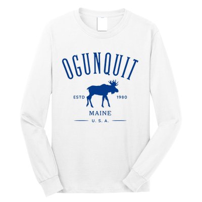 Ogunquit Maine Usa With Moose Design Souvenir Long Sleeve Shirt