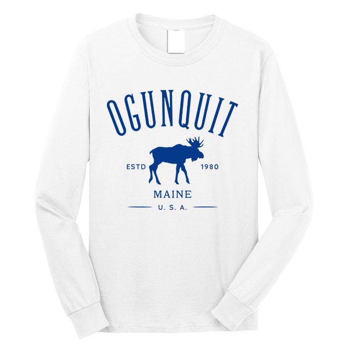 Ogunquit Maine Usa With Moose Design Souvenir Long Sleeve Shirt