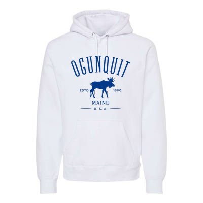 Ogunquit Maine Usa With Moose Design Souvenir Premium Hoodie