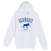 Ogunquit Maine Usa With Moose Design Souvenir Premium Pullover Hoodie