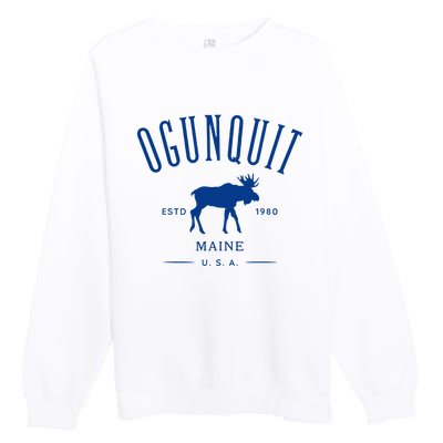 Ogunquit Maine Usa With Moose Design Souvenir Premium Crewneck Sweatshirt