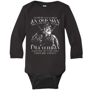 Old Man Veteran T Design Baby Long Sleeve Bodysuit