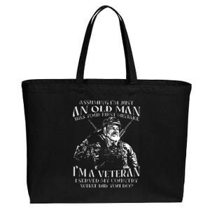 Old Man Veteran T Design Cotton Canvas Jumbo Tote