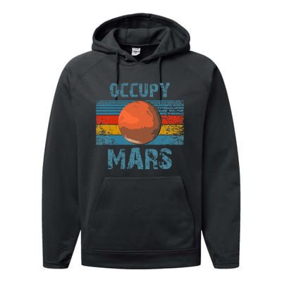 Occupy Mars Vintage Extraterrestrial Occupy Mars Performance Fleece Hoodie