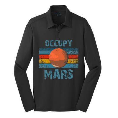 Occupy Mars Vintage Extraterrestrial Occupy Mars Silk Touch Performance Long Sleeve Polo