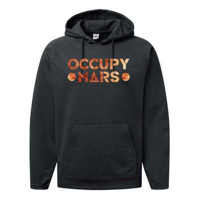 Occupy Mars Vintage Astronomy Space Explorer Rocket Science Performance Fleece Hoodie