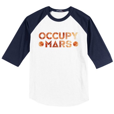 Occupy Mars Vintage Astronomy Space Explorer Rocket Science Baseball Sleeve Shirt