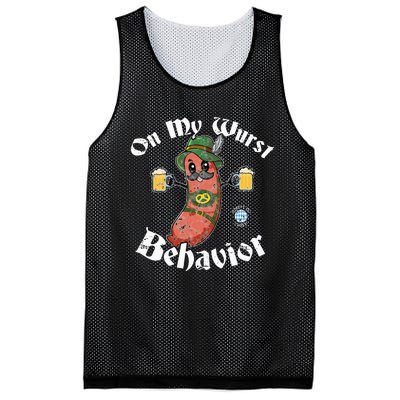 On My Wurst Behavior Funny Bratwurst Oktoberfest Mesh Reversible Basketball Jersey Tank