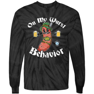 On My Wurst Behavior Funny Bratwurst Oktoberfest Tie-Dye Long Sleeve Shirt