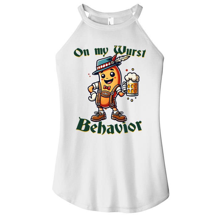 On My Wurst Behavior Funny Oktoberfest Costume Outfit German Women’s Perfect Tri Rocker Tank