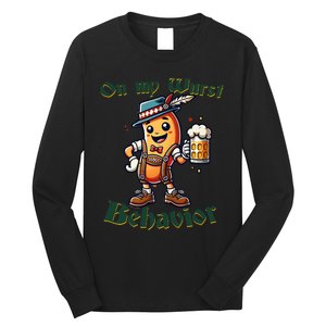 On My Wurst Behavior Funny Oktoberfest Costume Outfit German Long Sleeve Shirt