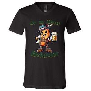 On My Wurst Behavior Funny Oktoberfest Costume Outfit German V-Neck T-Shirt