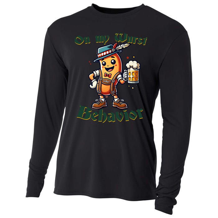 On My Wurst Behavior Funny Oktoberfest Costume Outfit German Cooling Performance Long Sleeve Crew