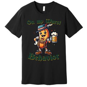 On My Wurst Behavior Funny Oktoberfest Costume Outfit German Premium T-Shirt