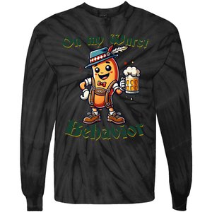 On My Wurst Behavior Funny Oktoberfest Costume Outfit German Tie-Dye Long Sleeve Shirt