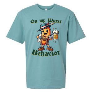 On My Wurst Behavior Funny Oktoberfest Costume Outfit German Sueded Cloud Jersey T-Shirt