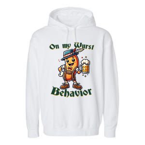 On My Wurst Behavior Funny Oktoberfest Costume Outfit German Garment-Dyed Fleece Hoodie