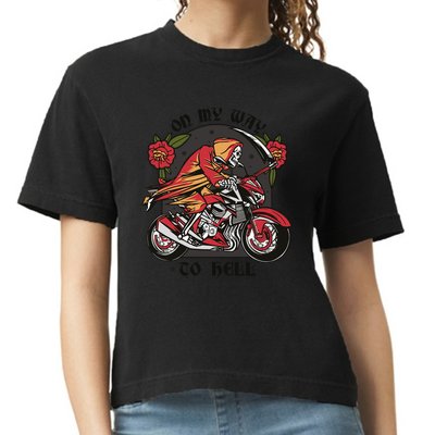 On My Way To Hell Motorcycle Comfort Colors Boxy T-Shirt