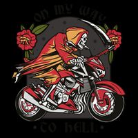 On My Way To Hell Motorcycle Flatbill Hat